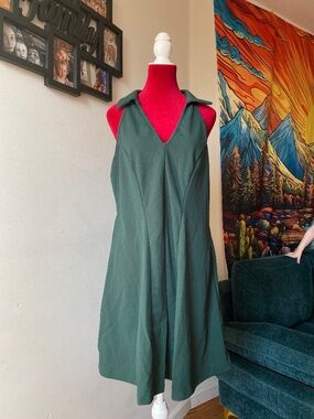 green sleeveless A-line dress
